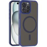 PSR Aksesuar iPhone M-Safe Şarj Özellikli Kılıf - Mat Arka Yüzeyli Sio Kapak | Metal Kamera Çerçeveli | Kablosuz Şarj Uyumlu (Lacivert, iPhone 16 Pro Max)