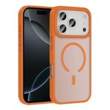 PSR Aksesuar iPhone M-Safe Şarj Özellikli Kılıf - Mat Arka Yüzeyli Sio Kapak | Metal Kamera Çerçeveli | Kablosuz Şarj Uyumlu (Turuncu, iPhone 17 Pro)
