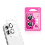 PSR Aksesuar iPhone Serisi CL-06 Kamera Lens Koruyucu – Renkli Taşlı Tasarım, Temperli Cam, Kırılma Önleyici, Toz ve Sıvı Koruması, Yüksek Çözünürlük (Gümüş, iPhone 16)
