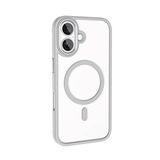 PSR Aksesuar iPhone Serisi Kılıf – M-Safe Uyumlu Krom Silikon Kapak | Wireless Şarj Destekli | Şeffaf TPU Koruma | Metal Çerçeve Lens Koruyucu (Gümüş, iPhone 16)