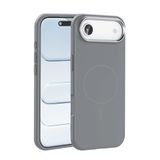 PSR Aksesuar iPhone Serisi M-Safe Şarj Özellikli Edi Silikon Kapak - Metal Kamera Çerçeveli | Yumuşak Dokulu Telefon Kılıfı (Titanyum Gri, iPhone 17 Air)