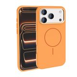 PSR Aksesuar iPhone Serisi M-Safe Şarj Özellikli Edi Silikon Kapak - Metal Kamera Çerçeveli | Yumuşak Dokulu Telefon Kılıfı (Turuncu, iPhone 17 Pro Max)