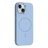 PSR Aksesuar iPhone Serisi M-Safe Şarj Özellikli Silikon Kapak - Metal Kamera Çerçeveli | Yumuşak Dokulu Telefon Kılıfı (Açık Mavi, iPhone 14)