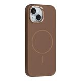 PSR Aksesuar iPhone Serisi M-Safe Şarj Özellikli Silikon Kapak - Metal Kamera Çerçeveli | Yumuşak Dokulu Telefon Kılıfı (Kahverengi, iPhone 14)