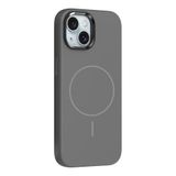 PSR Aksesuar iPhone Serisi M-Safe Şarj Özellikli Silikon Kapak - Metal Kamera Çerçeveli | Yumuşak Dokulu Telefon Kılıfı (Koyu Gri, iPhone 14)