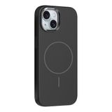 PSR Aksesuar iPhone Serisi M-Safe Şarj Özellikli Silikon Kapak - Metal Kamera Çerçeveli | Yumuşak Dokulu Telefon Kılıfı (Siyah, iPhone 14)