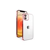 PSR aksesuar Kırmızı Kamera Korumalı Renkli Çerçeveli Zore Garaj Kılıf-Kırmızı iPhone 12 ile uyumlu