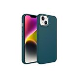 PSR aksesuar Koyu Yeşil Metal Çerçeve ve Buton Tasarımlı Silikon Zore Luna Kılıf-Koyu Yeşil iPhone 14 ile uyumlu