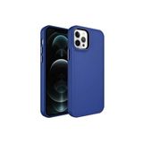 PSR aksesuar Lacivert Metal Çerçeve ve Buton Tasarımlı Sert Zore Botox Kılıf-Lacivert iPhone 13 Pro ile uyumlu