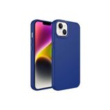 PSR aksesuar Lacivert Metal Çerçeve ve Buton Tasarımlı Silikon Zore Luna Kılıf-Lacivert iPhone 13 ile uyumlu