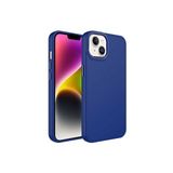 PSR aksesuar Lacivert Metal Çerçeve ve Buton Tasarımlı Silikon Zore Luna Kılıf-Lacivert iPhone 14 Plus ile uyumlu