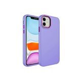 PSR aksesuar Lila Metal Çerçeve ve Buton Tasarımlı Silikon Zore Luna Kılıf-Lila iPhone 11 ile uyumlu