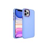 PSR aksesuar Lila Metal Çerçeve ve Buton Tasarımlı Silikon Zore Luna Kılıf-Lila iPhone 12 Pro Max ile uyumlu