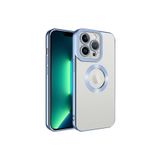 PSR aksesuar Mavi Açık Kamera Korumalı Logo Gösteren Zore Omega Kılıf-Mavi Açık iPhone 14 Pro Max ile uyumlu