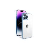 PSR aksesuar Mavi Açık Kamera Korumalı Renkli Çerçeveli Zore Garaj Kılıf-Mavi Açık iPhone 14 Pro Max ile uyumlu