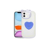 PSR aksesuar Mavi Kedi Figürlü Transparan Pop Soketli Zore Ritmik Kılıf-Mavi iPhone 11 ile uyumlu