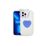 PSR aksesuar Mavi Kedi Figürlü Transparan Pop Soketli Zore Ritmik Kılıf-Mavi iPhone 13 Pro Max ile uyumlu