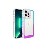 PSR aksesuar Mavi-Mor Simli ve Renk Geçiş Tasarımlı LZore Korumalı Zore Park Kılıf-Mavi-Mor iPhone 13 Pro ile uyumlu