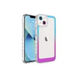 PSR aksesuar Mavi-Mor Simli ve Renk Geçiş Tasarımlı LZore Korumalı Zore Park Kılıf-Mavi-Mor iPhone 14 Plus ile uyumlu