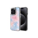 PSR aksesuar Mavi Simli Desenli Parlak Zore Task Kılıf-Mavi iPhone 15 Pro ile uyumlu