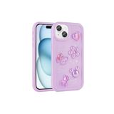 PSR aksesuar Mor Kabartma Figürlü Parlak Zore Toys Silikon Kılıf-Mor iPhone 14 ile uyumlu