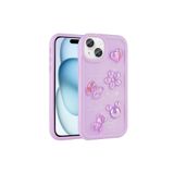PSR aksesuar Mor Kabartma Figürlü Parlak Zore Toys Silikon Kılıf-Mor iPhone 15 Plus ile uyumlu