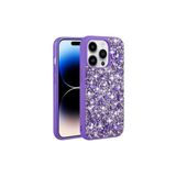 PSR aksesuar Mor Parlak Taşlı Tasarım Zore Linea Kılıf-Mor iPhone 14 Pro ile uyumlu