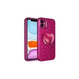 PSR aksesuar Mürdüm Kamera Korumalı Simli Pop Soketli Lüks Zore Koton Soketli Kılıf-Mürdüm iPhone 11 ile uyumlu