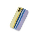 PSR aksesuar (p2182) sarı/lila Renkli Şık Tasarım Liquid Lansman Gökkuşağı Rainbow Silikon Kılıf Apple Iphone 11 ile uyumlu