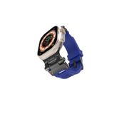 PSR aksesuar (p87) Siyah-Mavi CNS- KRD-108 Metal Başlıklı Silikon Kordon-Siyah-Mavi Watch Ultra 49mm ile uyumlu