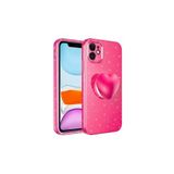 PSR aksesuar Pembe Koyu Kamera Korumalı Simli Pop Soketli Lüks Zore Koton Soketli Kılıf-Pembe Koyu iPhone 11 ile uyumlu