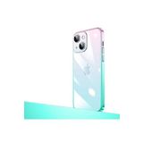 PSR aksesuar Pembe-Mavi Parlak Renk Geçişli Kamera Korumalı Zore Senkron Kılıf-Pembe-Mavi iPhone 14 ile uyumlu