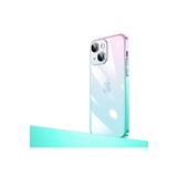 PSR aksesuar Pembe-Mavi Parlak Renk Geçişli Kamera Korumalı Zore Senkron Kılıf-Pembe-Mavi iPhone 14 Plus ile uyumlu