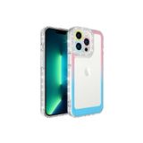 PSR aksesuar Pembe-Mavi Simli ve Renk Geçiş Tasarımlı LZore Korumalı Zore Park Kılıf-Pembe-Mav iPhone 14 Pro Max ile uyumlu