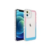 PSR aksesuar Pembe-Mavi Simli ve Renk Geçiş Tasarımlı LZore Korumalı Zore Park Kılıf-Pembe-Mavi iPhone 11 ile uyumlu