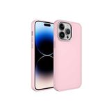 PSR aksesuar Pembe Metal Çerçeve ve Buton Tasarımlı Silikon Zore Luna Kılıf-Pembe iPhone 13 Pro ile uyumlu