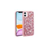 PSR aksesuar Pembe Parlak Taşlı Tasarım Zore Linea Kılıf-Pembe iPhone 12 ile uyumlu