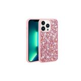 PSR aksesuar Pembe Parlak Taşlı Tasarım Zore Linea Kılıf-Pembe iPhone 13 Pro Max ile uyumlu