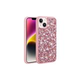 PSR aksesuar Pembe Parlak Taşlı Tasarım Zore Linea Kılıf-Pembe iPhone 14 ile uyumlu