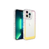 PSR aksesuar Pembe-Sarı Simli ve Renk Geçiş Tasarımlı LZore Korumalı Zore Park Kılıf-Pembe-Sar iPhone 14 Pro Max ile uyumlu