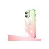 PSR aksesuar Pembe-Yeşil Parlak Renk Geçişli Kamera Korumalı Zore Senkron Kılıf-Pembe-Yeşil iPhone 12 ile uyumlu
