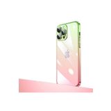 PSR aksesuar Pembe-Yeşil Parlak Renk Geçişli Kamera Korumalı Zore Senkron Kılıf-Pembe-Yeşil iPhone 14 Pro ile uyumlu