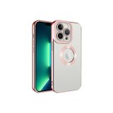 PSR aksesuar Rose Gold Kamera Korumalı Logo Gösteren Zore Omega Kılıf-Rose Gold iPhone 12 Pro Max ile uyumlu