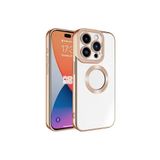 PSR aksesuar Rose Gold Kamera Korumalı Logo Gösteren Zore Omega Kılıf-Rose Gold iPhone 15 Pro Max ile uyumlu