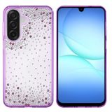 PSR Aksesuar Samsung Galaxy A17 Uyumlu Airbag Tasarımlı Damla Taşlı Şeffaf Silikon Kılıf, Mor Kenarlı