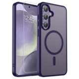 PSR Aksesuar Samsung Galaxy S24 Plus ile Uyumlu Mat Arka Yüzeyli Msafe Kılıf + Ekran Koruyucu Hediyeli 2-in-1 Set (Derin Mor, Galaxy S24 Plus)