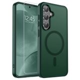 PSR Aksesuar Samsung Galaxy S24 Plus ile Uyumlu Mat Arka Yüzeyli Msafe Kılıf + Ekran Koruyucu Hediyeli 2-in-1 Set (Koyu Yeşil, Galaxy S24 Plus)