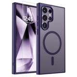 PSR Aksesuar Samsung Galaxy S24 Ultra ile Uyumlu Mat Arka Yüzeyli Msafe Kılıf + Ekran Koruyucu Hediyeli 2-in-1 Set (Derin Mor, Galaxy S24 Ultra)