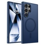 PSR Aksesuar Samsung Galaxy S24 Ultra ile Uyumlu Mat Arka Yüzeyli Msafe Kılıf + Ekran Koruyucu Hediyeli 2-in-1 Set (Lacivert, Galaxy S24 Ultra)
