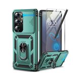 PSR Aksesuar Samsung Galaxy S24 Ultra Uyumlu Ekran Koruyucu Kılıf – Sürgülü Yüzüklü Standlı Darbe Emici Tank Kapak (Yeşil, Samsung Galaxy S24 Ultra)